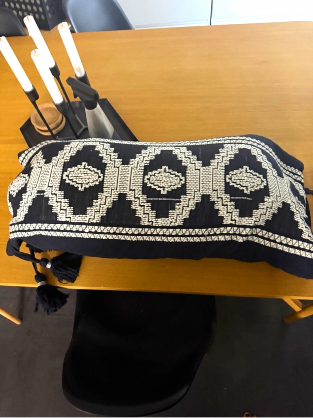 Pendleton black and White Embroidered pillow